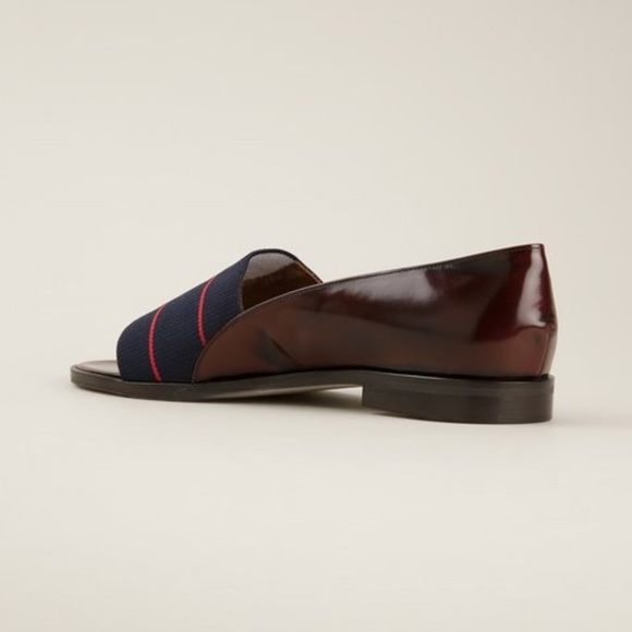 Elastic Peep Toe Leather Loafers - Picture 2 of 8